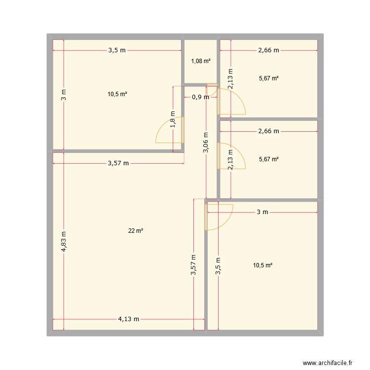 SAINT just. Plan de 6 pièces et 55 m2