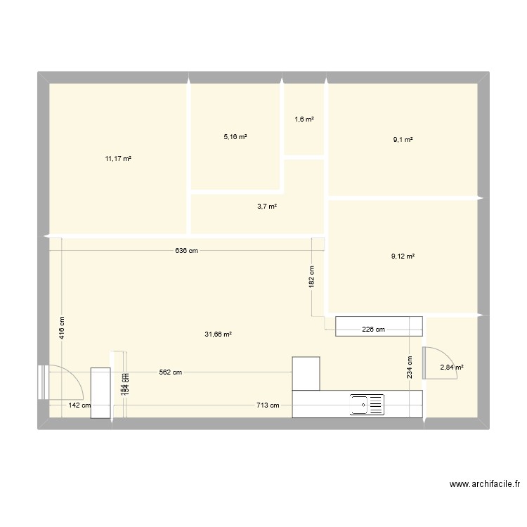 plan maison 76m2. Plan de 8 pièces et 74 m2