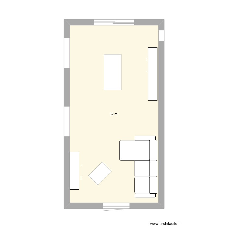 salle a manger. Plan de 1 pièce et 32 m2