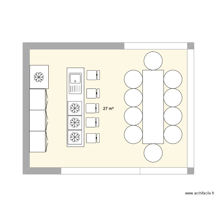 poolhouse. Plan de 1 pièce et 27 m2