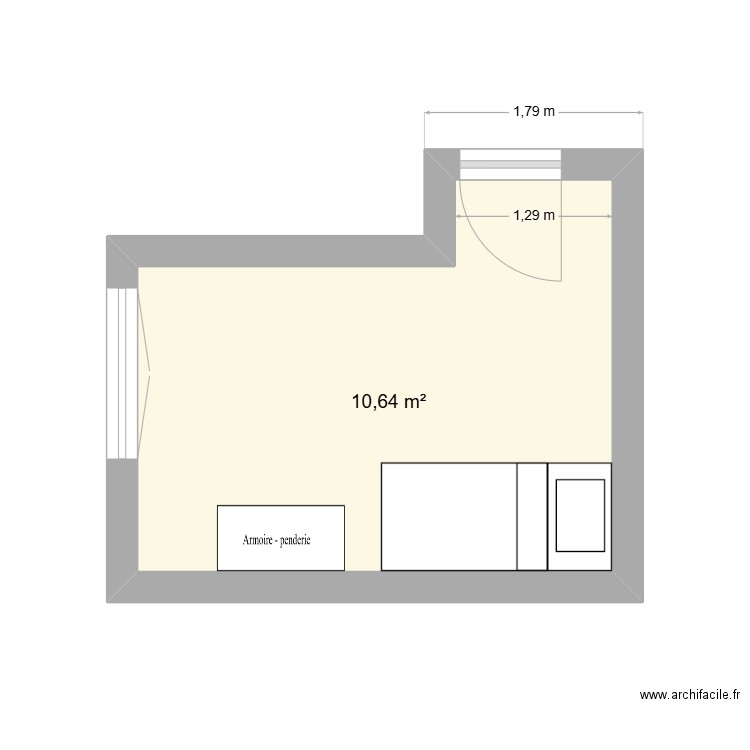 chambre Adam. Plan de 1 pièce et 11 m2