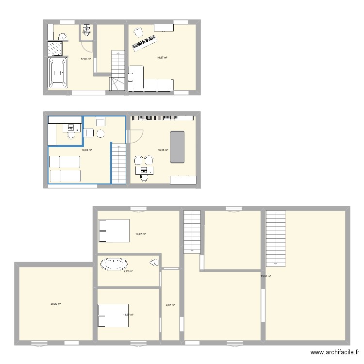 Pommiers. Plan de 11 pièces et 202 m2