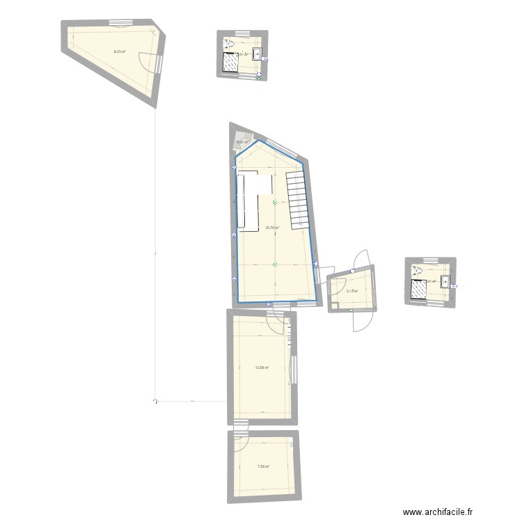 Viollet. Plan de 8 pièces et 62 m2