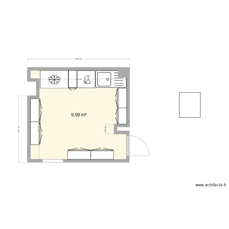 oresys. Plan de 1 pièce et 10 m2