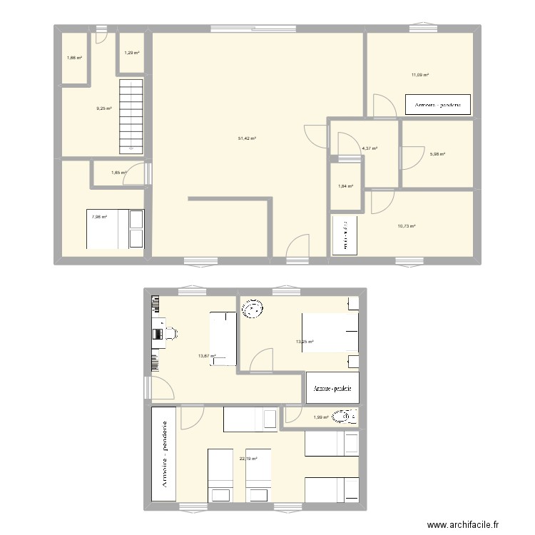 SGXV. Plan de 15 pièces et 158 m2