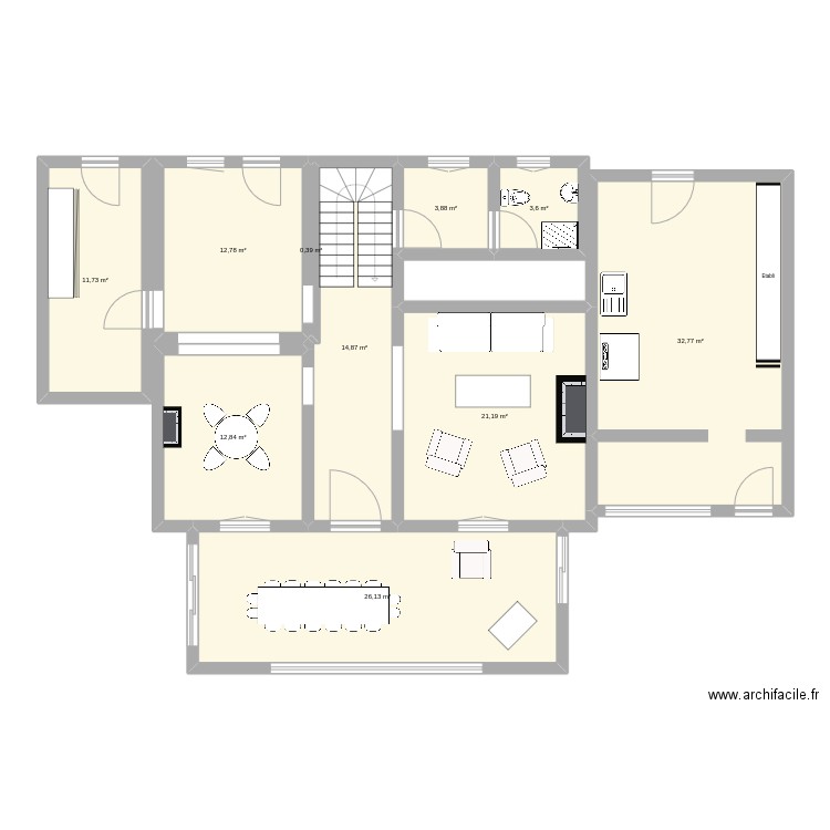 Perso 2. Plan de 10 pièces et 140 m2