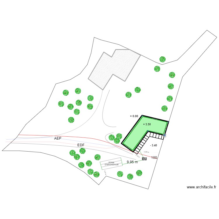 MUSSO. Plan de 3 pièces et 596 m2