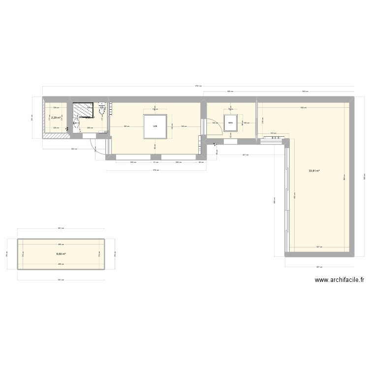 Extension archi 2. Plan de 6 pièces et 70 m2