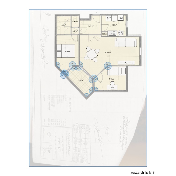 Frere ambro. Plan de 10 pièces et 56 m2