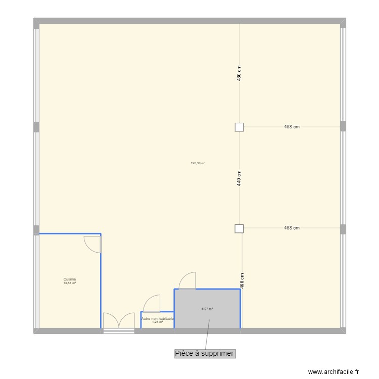 Lamandé original. Plan de 4 pièces et 213 m2