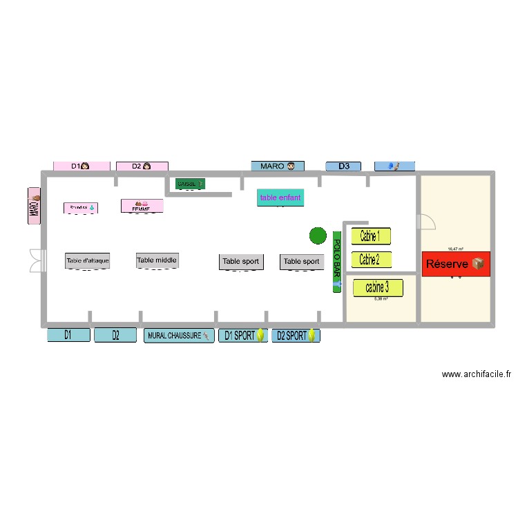 AEROVILLE. Plan de 2 pièces et 22 m2