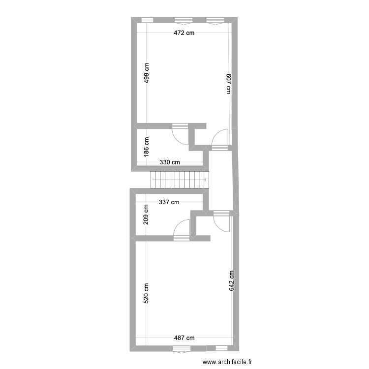 LELONG 2EME étage APRES. Plan de 2 pièces et 41 m2