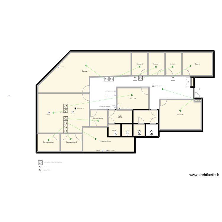 Plan . Plan de 20 pièces et 166 m2