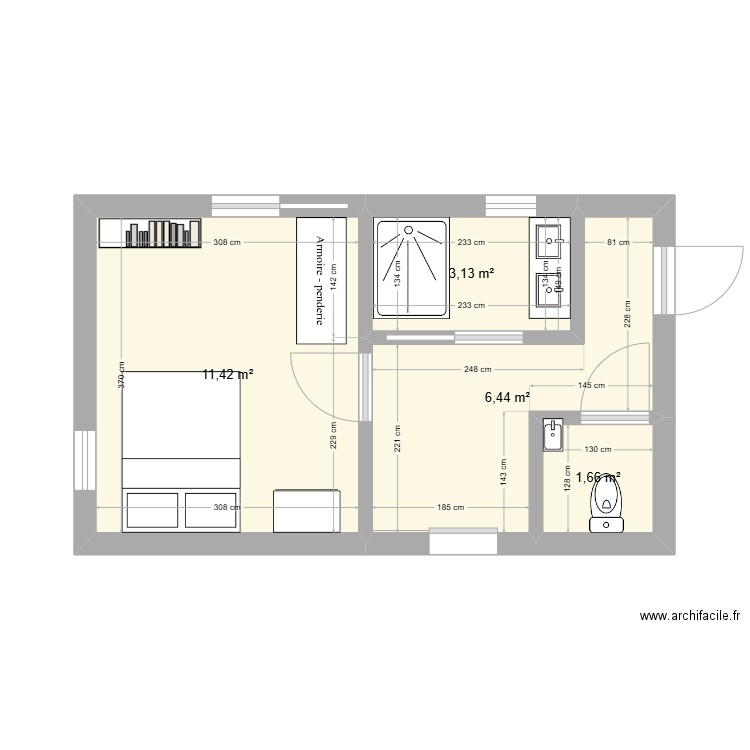 plan sous sol Didier. Plan de 4 pièces et 23 m2