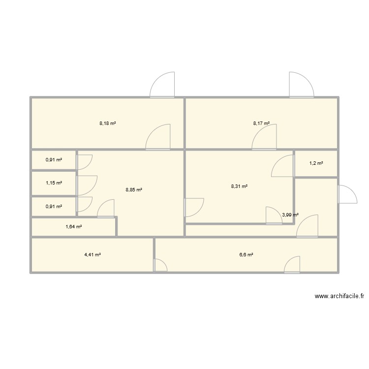 plan stage. Plan de 12 pièces et 54 m2