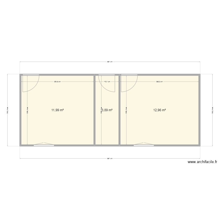 CHAMBRES DANS LE GARAGE. Plan de 3 pièces et 29 m2