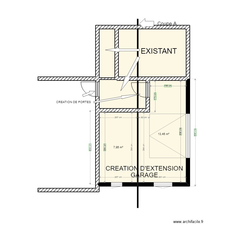 PLAN DE MASSE EXTENSION DE GARAGE . Plan de 7 pièces et 37 m2