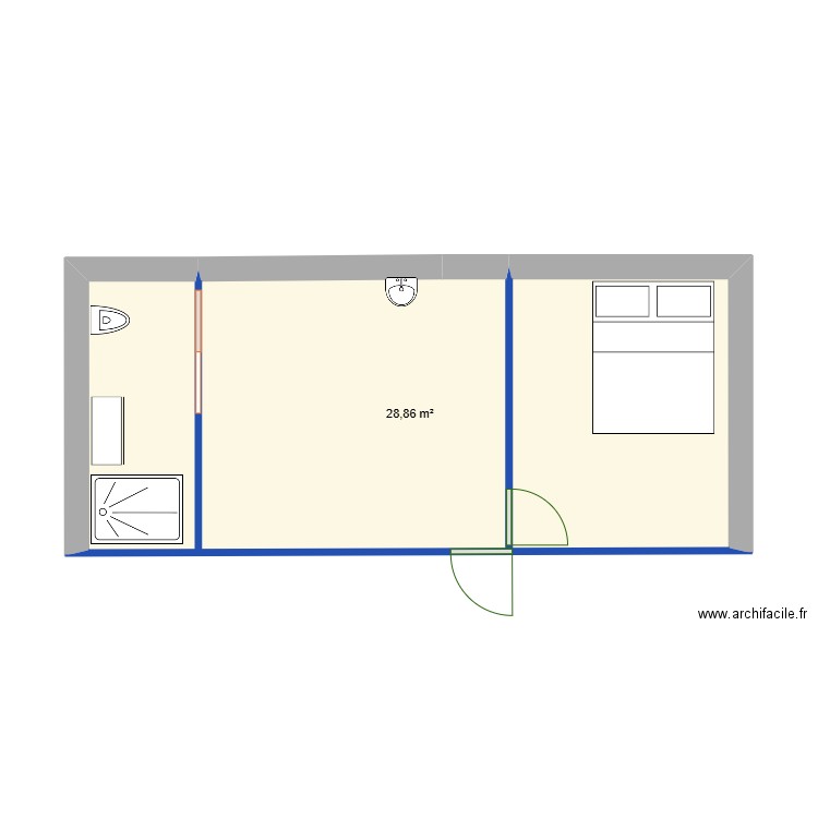 maison maman. Plan de 1 pièce et 29 m2