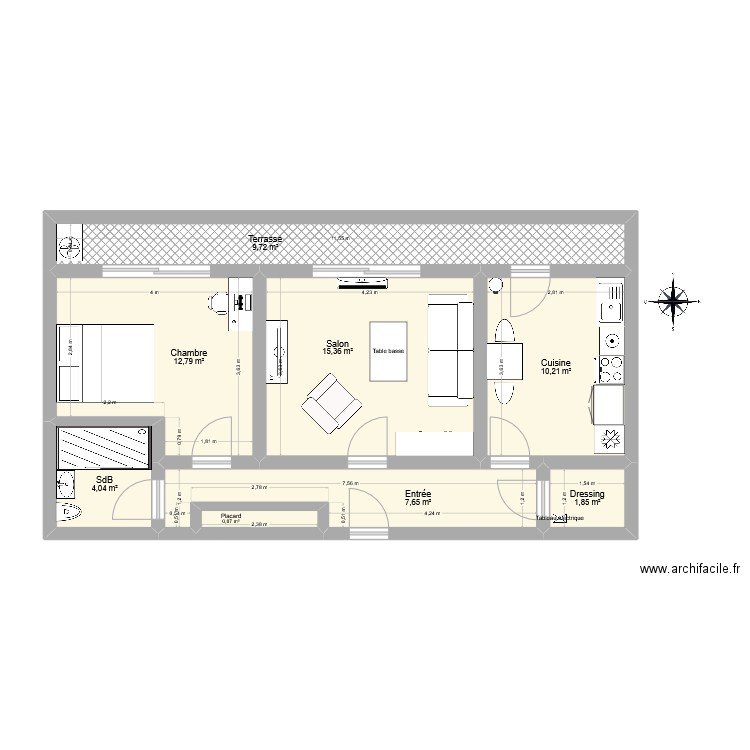 Orangers. Plan de 7 pièces et 62 m2