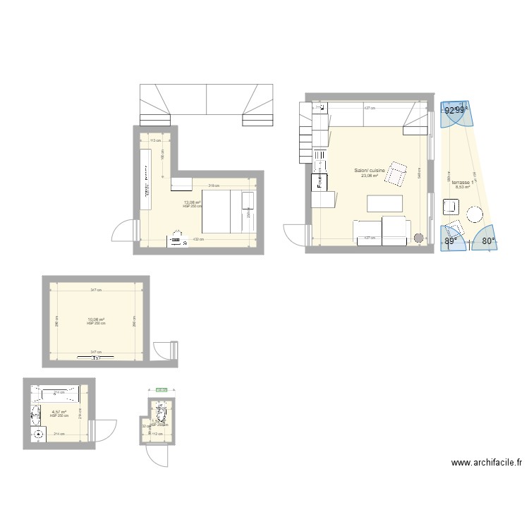 Appt Nanterre2. Plan de 6 pièces et 61 m2