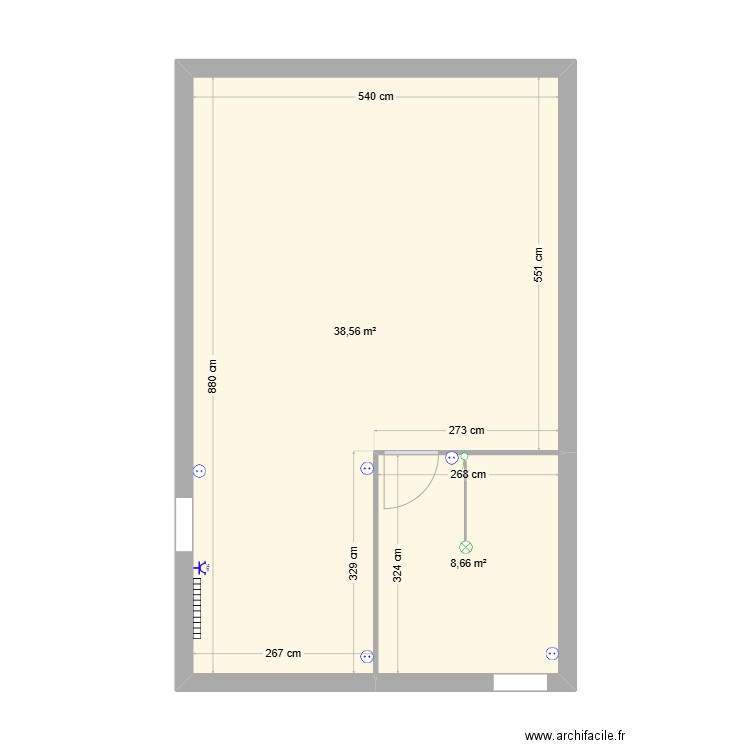 Clodras Elect. Plan de 2 pièces et 47 m2