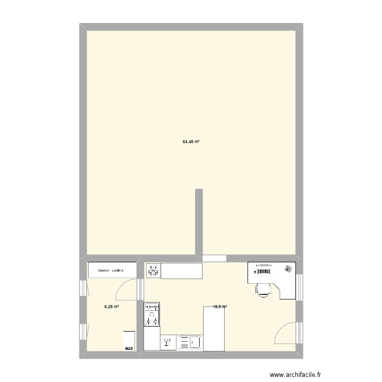 Home. Plan de 3 pièces et 90 m2