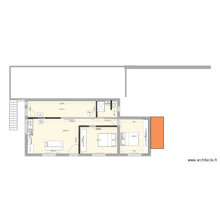 Serra actuel-modif. Plan de 4 pièces et 62 m2