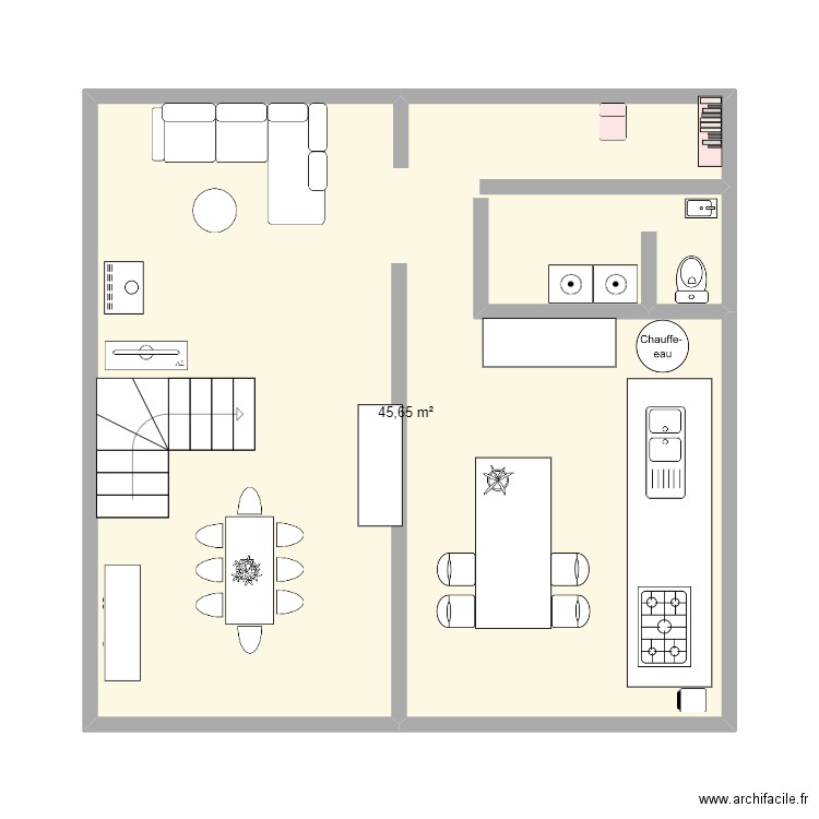 Maison de mamy2. Plan de 1 pièce et 46 m2