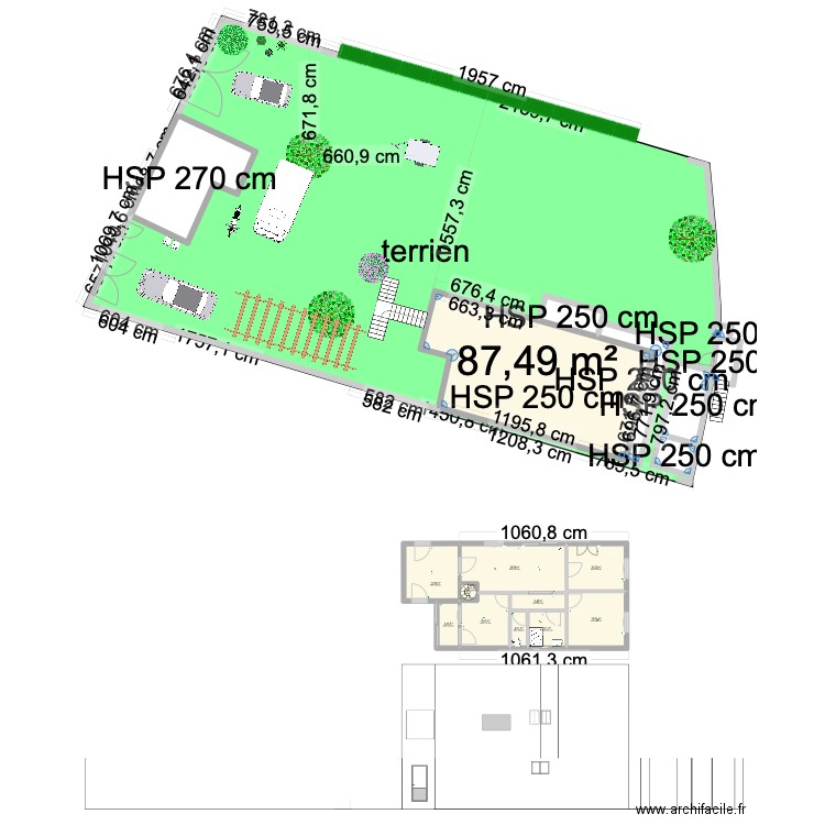 plan 1. Plan de 26 pièces et 382 m2