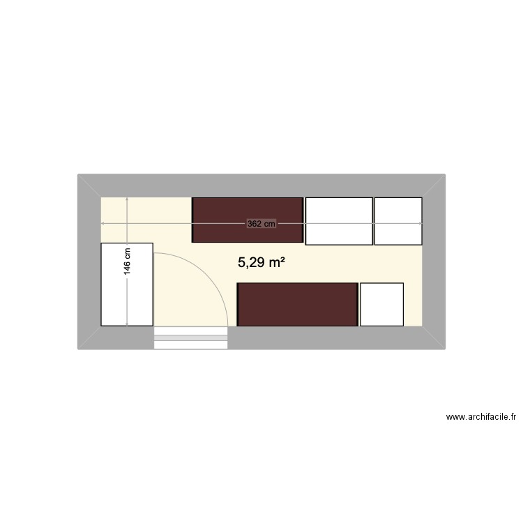 SDB. Plan de 1 pièce et 5 m2