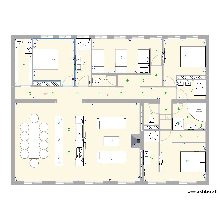 LouBercail-PlanElectrique. Plan de 18 pièces et 158 m2