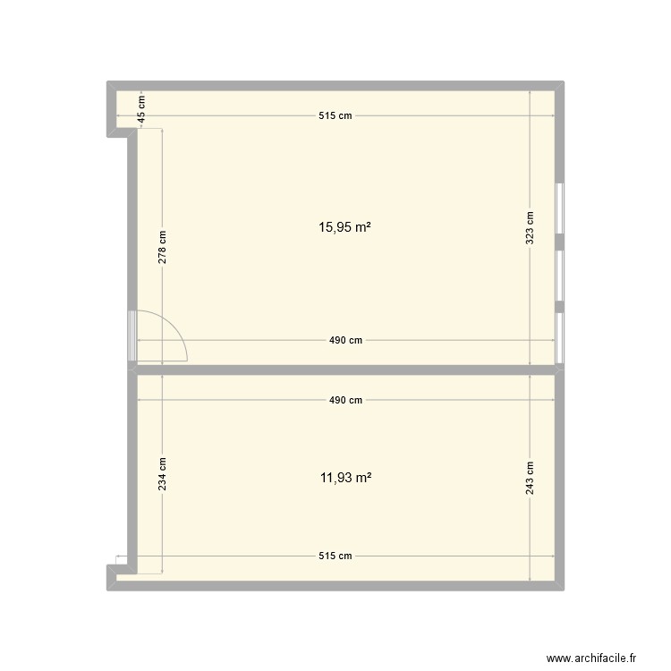 aaa. Plan de 2 pièces et 28 m2