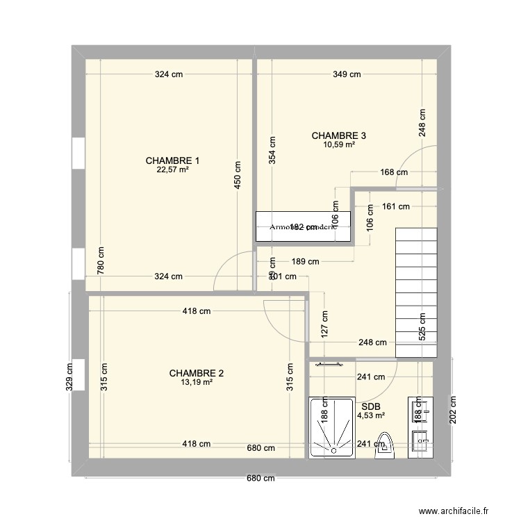 APPARTEMENT 3 NIVEAU 2. Plan de 4 pièces et 51 m2