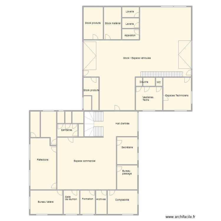 CRMN RDC. Plan de 28 pièces et 531 m2