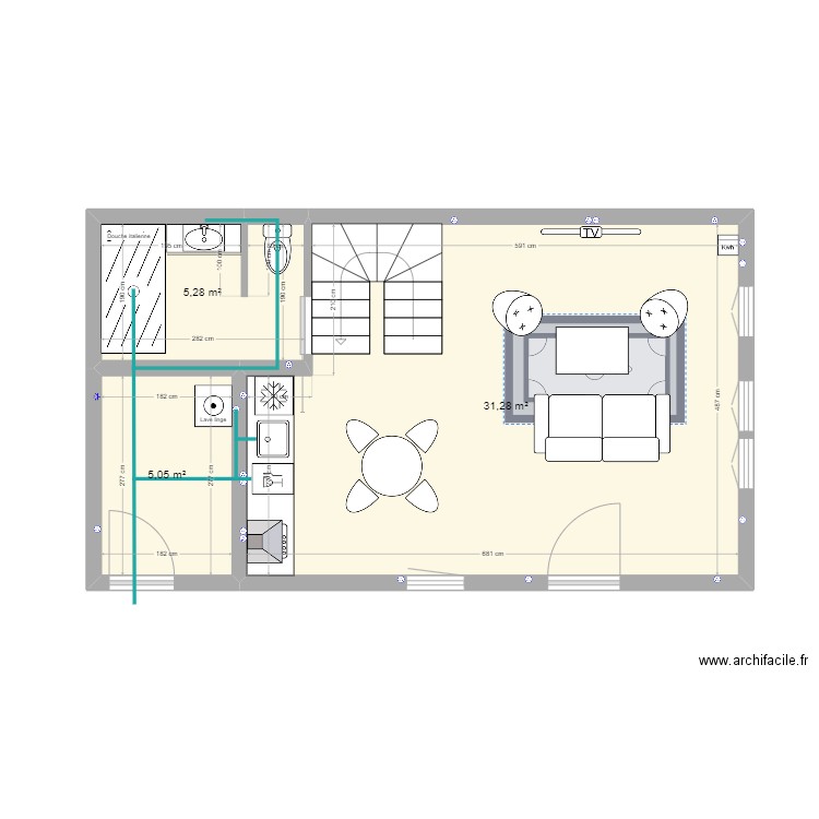 AB-001. Plan de 7 pièces et 77 m2