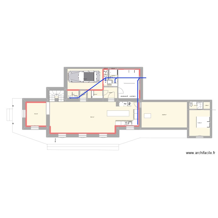 reseaux 1. Plan de 17 pièces et 138 m2