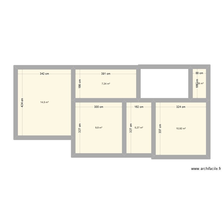 maison 2. Plan de 6 pièces et 49 m2