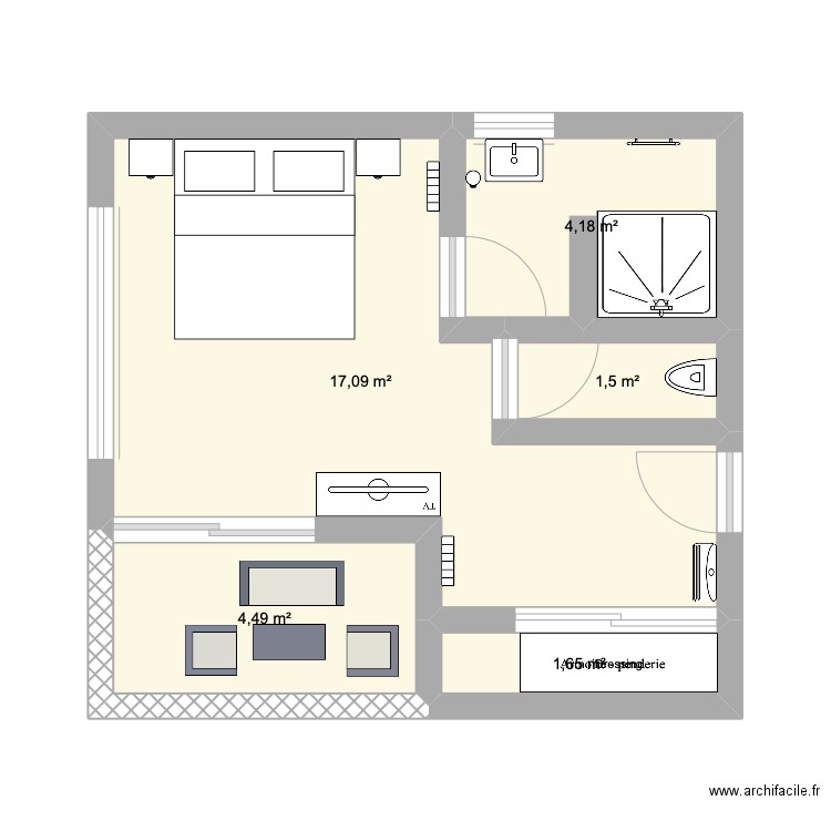 chambre standard casa brillante . Plan de 5 pièces et 29 m2