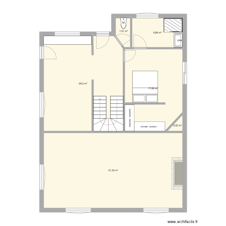 chevreuil V2. Plan de 6 pièces et 96 m2