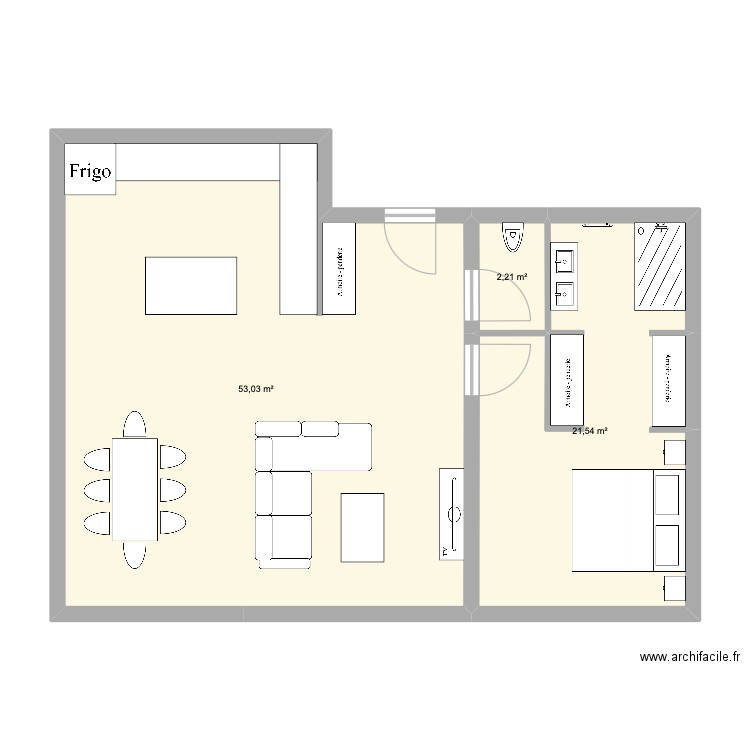 maison 2. Plan de 3 pièces et 77 m2