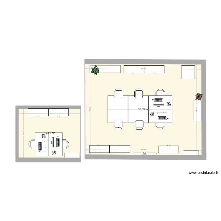 LOCAUX V1. Plan de 2 pièces et 47 m2