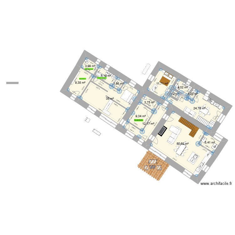 Maison version2. Plan de 26 pièces et 472 m2