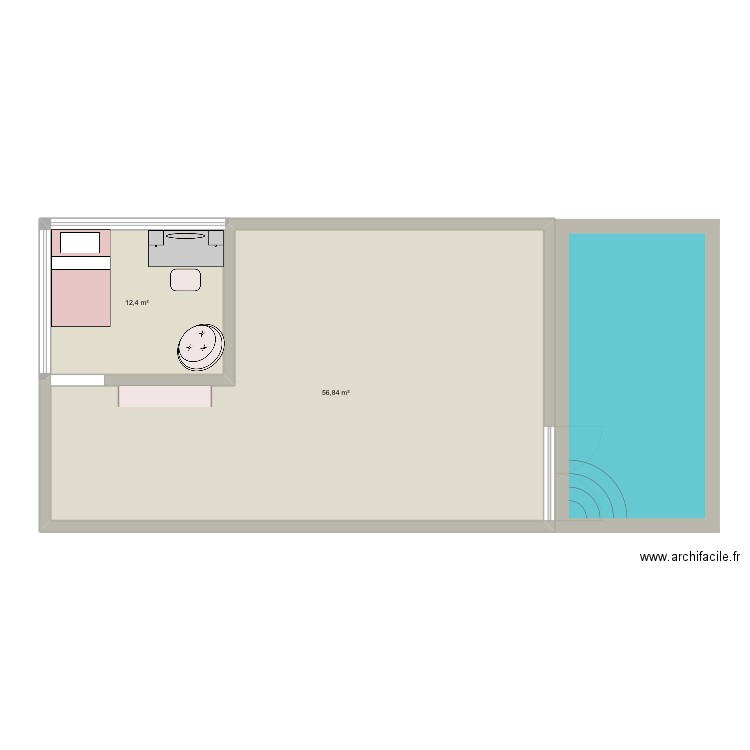 Maison math. Plan de 2 pièces et 69 m2