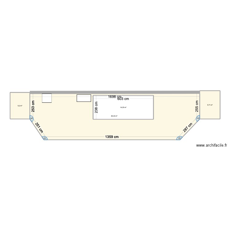 dalle noug. Plan de 4 pièces et 100 m2