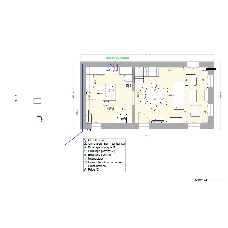 GRECE - CUISINE NEW - HYDRO - 01-2025. Plan de 2 pièces et 46 m2