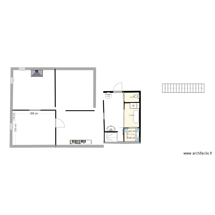 Plan de maison. Plan de 3 pièces et 6 m2