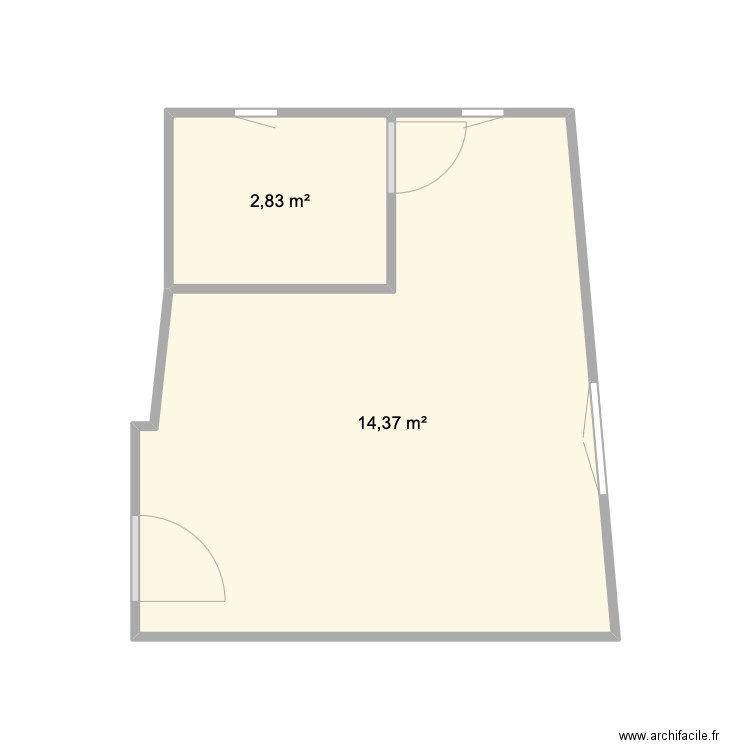 Ursulines. Plan de 2 pièces et 17 m2