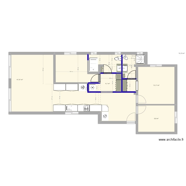 Hezi - modifications et cotations 1. Plan de 5 pièces et 96 m2