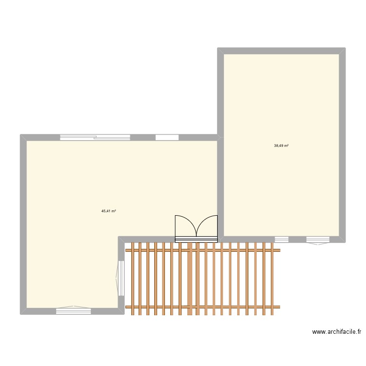 Salon. Plan de 2 pièces et 84 m2