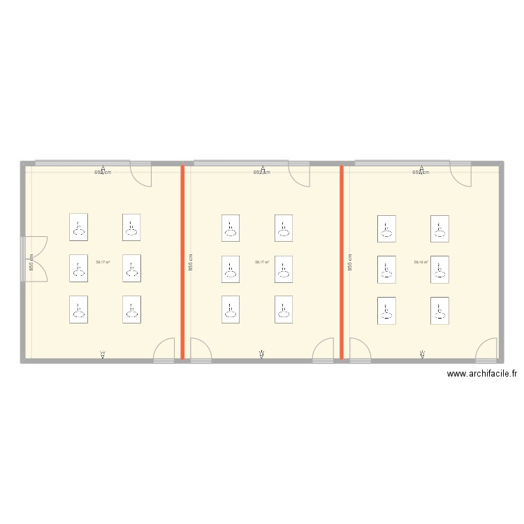 Plan initial si. Plan de 3 pièces et 178 m2